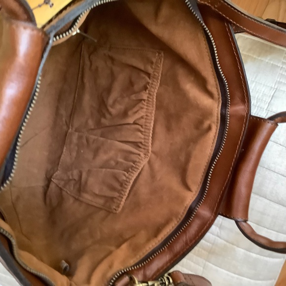 Patricia Nash Woven Leather Oliena Top Handle Satchel Crossbody Cognac SZ Large - Picture 12 of 16